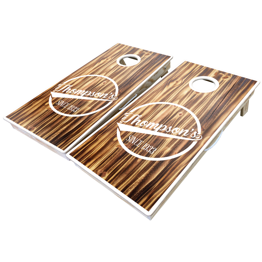Rustic Theme Cornhole Boards-Cornhole-WGC-Standard Series-Burned Wood Custom Design (Send us an email for design)-Game Room Shop