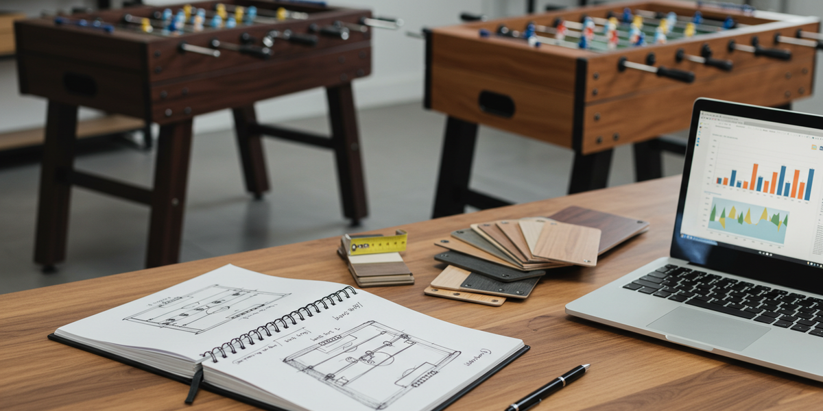 foosball table selection checklist infographic: player type, space, budget, build quality, features