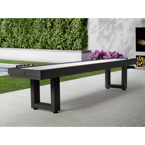 American Heritage Lanai Outdoor Shuffleboard Table with Cover-Shuffleboards-American Heritage-9'-Obisidian Black-Game Room Shop