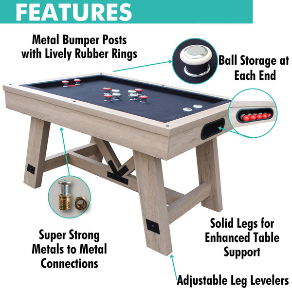 Freetime Fun Baddah Bing 54" Bumper Pool Table-Billiard Tables-Freetime Fun-Table Only-Rustic Oak-Game Room Shop