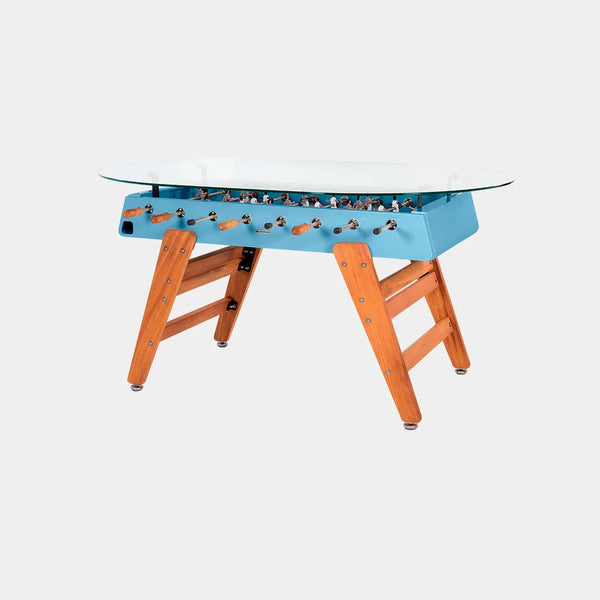 RS Barcelona RS3 Wood Dining Foosball Table-Foosball Table-RS Barcelona-Oval Shape-Cool Blue (MTO)-Game Room Shop