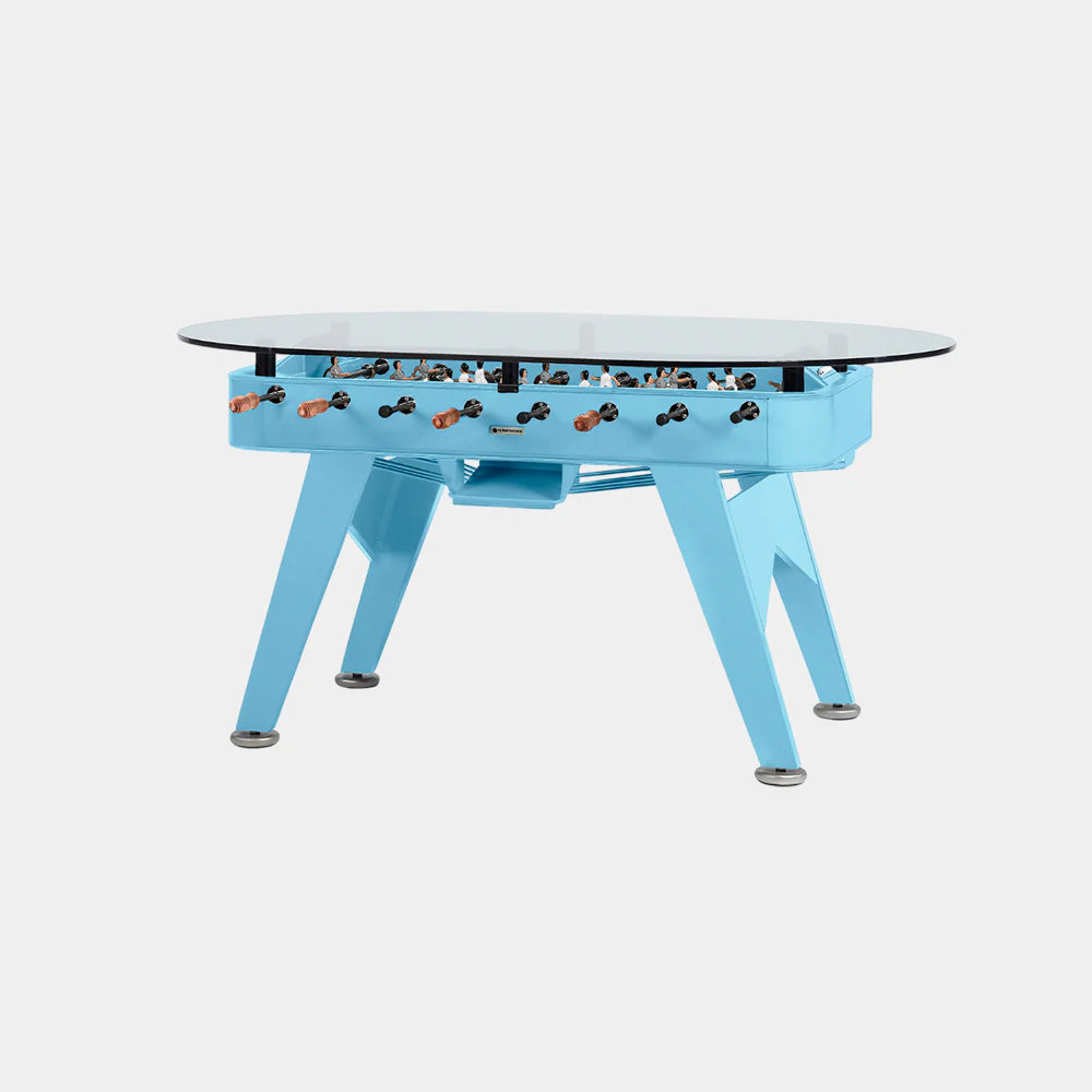 RS Barcelona RS2 Dining Foosball Table-Foosball Table-RS Barcelona-Oval-Iron (Good for Indoor Use)-Cool Blue (MTO)-Game Room Shop