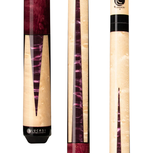 Cue and Case Lucasi Custom Stained & Natural Maple Pool Cue-Billiard Cues-Cue and Case-Purple-Game Room Shop