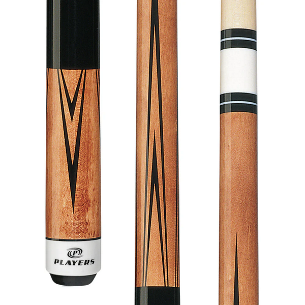 Cue and Case Players Wrapless Pool Cue-Billiard Cues-Cue and Case-Antique/Natural w/ Black & White Diamond-Game Room Shop