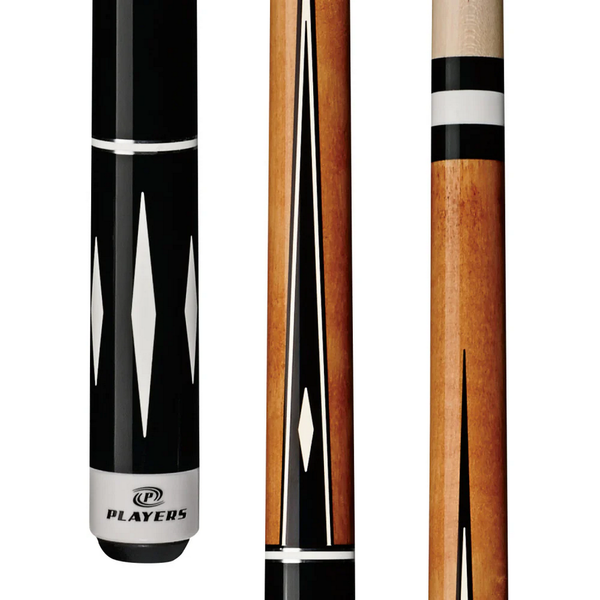 Cue and Case Players Wrapless Pool Cue-Billiard Cues-Cue and Case-Antique/Natural w/ Black & White Diamond-Game Room Shop