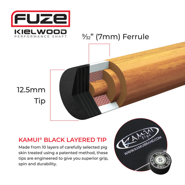 Cue and Case Pure X Kielwood Cue Shaft-Billiard Cues-Cue and Case-11.75mm-3/8 x 10-Game Room Shop