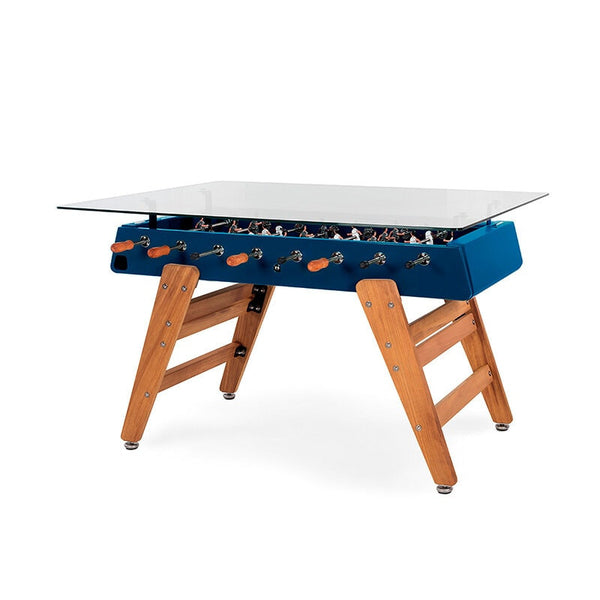 RS Barcelona RS3 Wood Dining Foosball Table-Foosball Table-RS Barcelona-Rectangular Shape-Blue-Game Room Shop