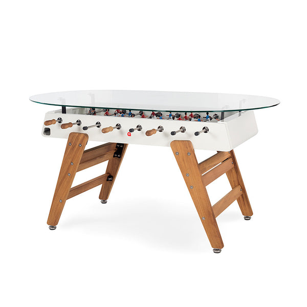 RS Barcelona RS3 Wood Dining Foosball Table-Foosball Table-RS Barcelona-Oval Shape-White-Game Room Shop