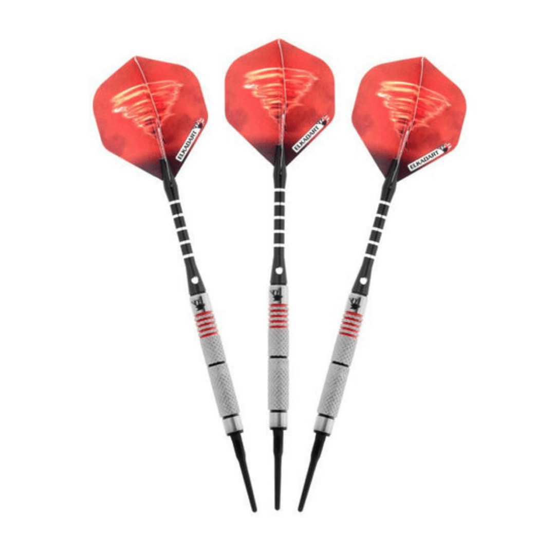 Elkadart Tornado 90% Tungsten Soft Tip Dart Set-Darts-GLD Products-4 Red & 2 Black (Knurled)-16g-Game Room Shop