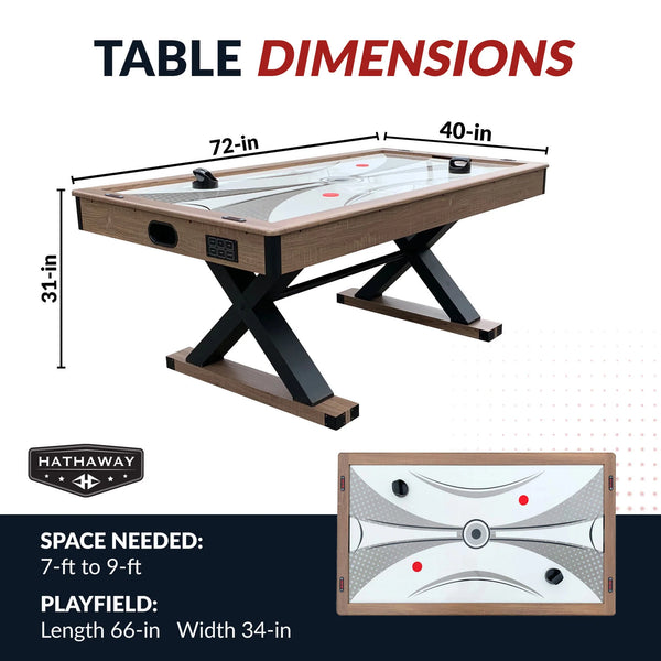 Hathaway Games Excalibur 6-ft Air Hockey Table with LED Scoring and Table Tennis Top-Air Hockey Tables-Hathaway Games-Game Room Shop