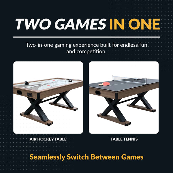 Hathaway Games Excalibur 6-ft Air Hockey Table with LED Scoring and Table Tennis Top-Air Hockey Tables-Hathaway Games-Game Room Shop