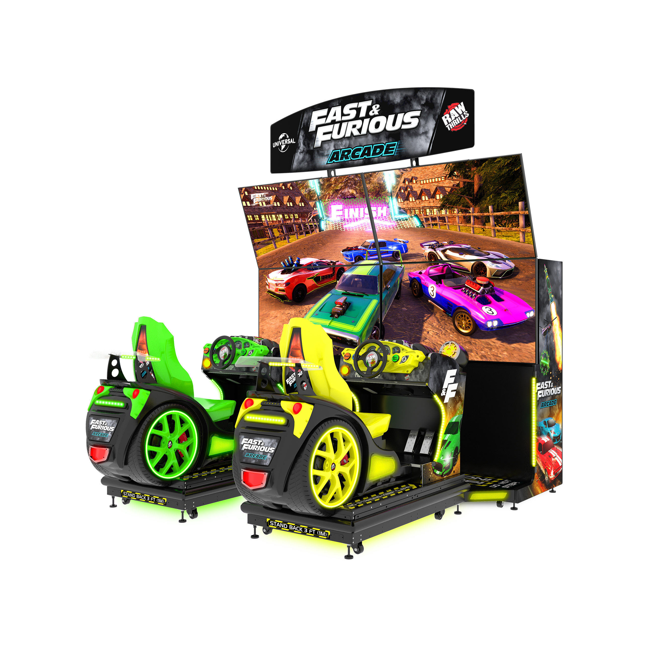 Raw Thrills Fast & Furious Arcade Motion-Arcade Games-Raw Thrills-Twin Unit with Marquee-Game Room Shop