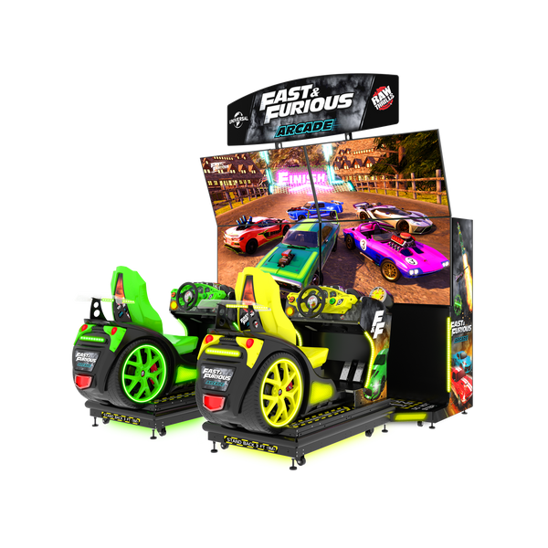 Raw Thrills Fast & Furious Arcade Motion-Arcade Games-Raw Thrills-Twin Unit with Marquee-Game Room Shop
