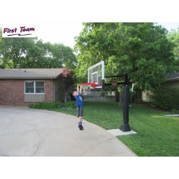 First Team Attack In Ground Adjustable Basketball Goal with child dunking-First Team-Game Room Shop