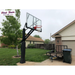 First Team Stainless Olympian In Ground Adjustable Basketball Goal angled view in front of a garage-First Team-Game Room Shop