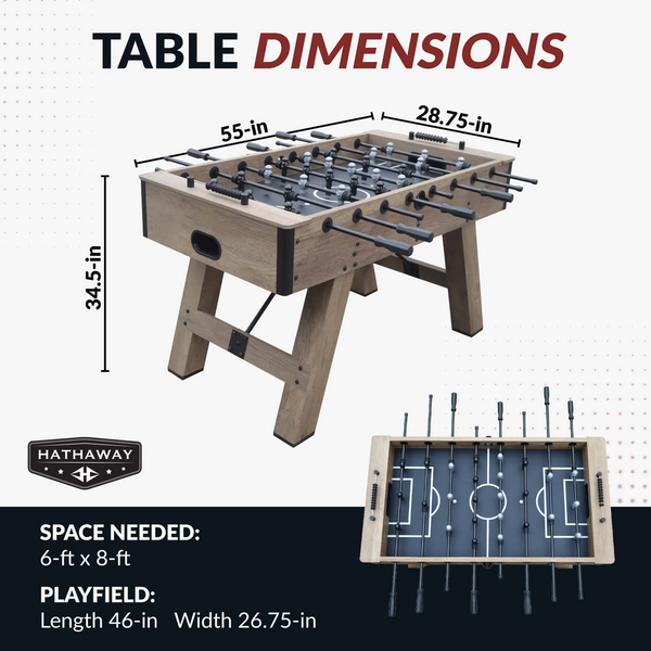 Hathaway Games Braxton 55-in Foosball Table-Foosball Table-Hathaway Games-Game Room Shop