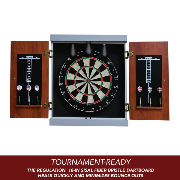 Hathaway Games Geneva Bristle Dartboard and Cabinet Set with LED Lighting-Dartboard-Hathaway Games-Game Room Shop