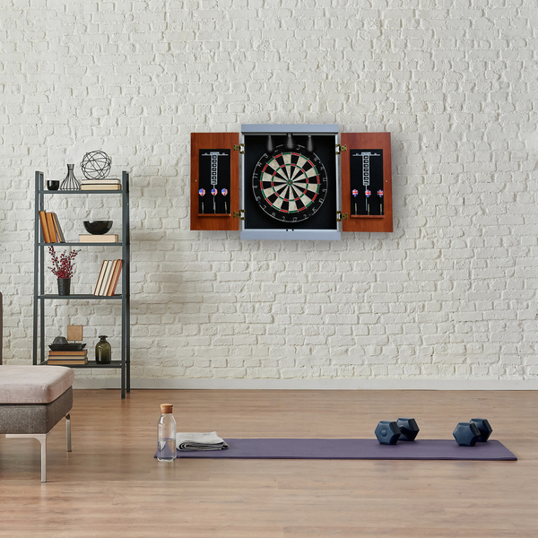 Hathaway Games Geneva Bristle Dartboard and Cabinet Set with LED Lighting-Dartboard-Hathaway Games-Game Room Shop