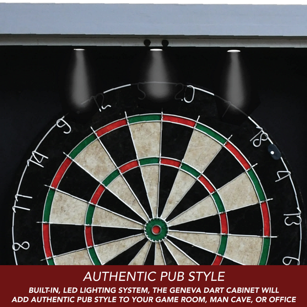 Hathaway Games Geneva Bristle Dartboard and Cabinet Set with LED Lighting-Dartboard-Hathaway Games-Game Room Shop