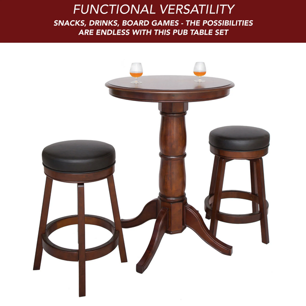 Hathaway Games Oxford 30-in Hardwood Pub Table with Stools - 3 Piece Set-Pub Tables-Hathaway Games-Game Room Shop