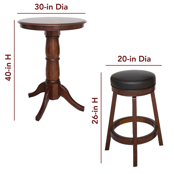 Hathaway Games Oxford 30-in Hardwood Pub Table with Stools - 3 Piece Set-Pub Tables-Hathaway Games-Game Room Shop