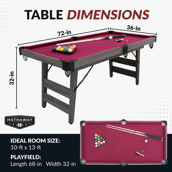 Hathaway Games Pendleton 6-ft Portable Pool Table-Billiard Tables-Hathaway Games-Game Room Shop