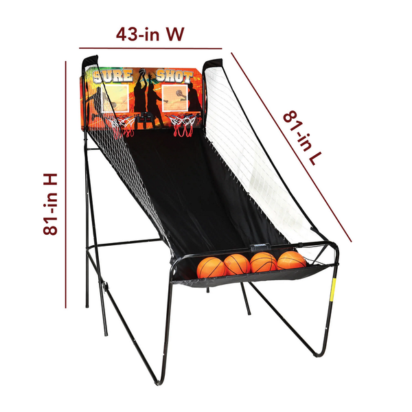 Hathaway Games Sure Shot 81-in Dual Basketball Arcade Game with LED Scoring-Arcade Games-Hathaway Games-Game Room Shop
