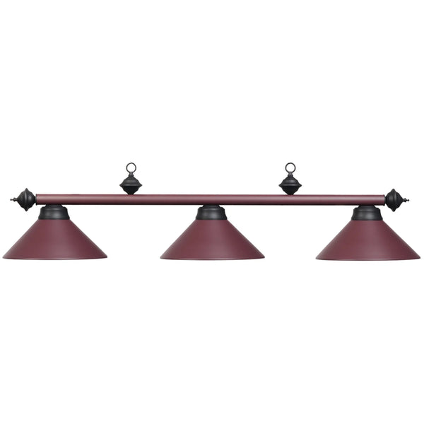RAM Game Room 54" 3-light Metal Billiards Light-Pool Table Lights-RAM Game Room-Matte Burgundy/Black-Game Room Shop