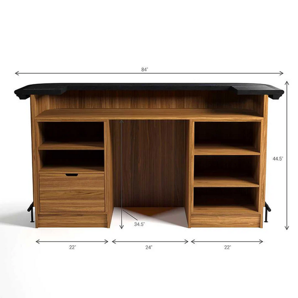 RAM Game Room Prohibition Series 84" Cocktail Bar-Bars & Cabinets-RAM Game Room-Matte Walnut / Black-No-Game Room Shop