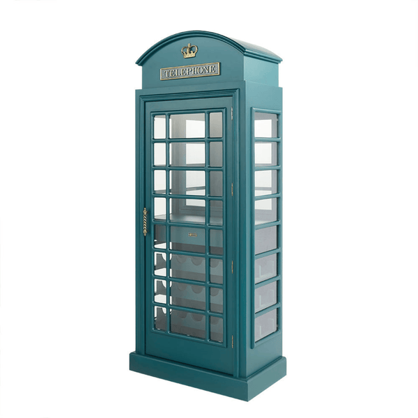 RAM Game Room Old English Telephone Booth Bar Cabinet in Green-Bars & Cabinets-RAM Game Room-Game Room Shop