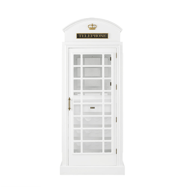 RAM Game Room Old English Telephone Booth Bar Cabinet in White-Bars & Cabinets-RAM Game Room-Game Room Shop