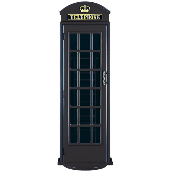 RAM Game Room Old English Telephone Booth Floor Cue Rack in Black-Pool Cue Racks & Holders-RAM Game Room-Game Room Shop