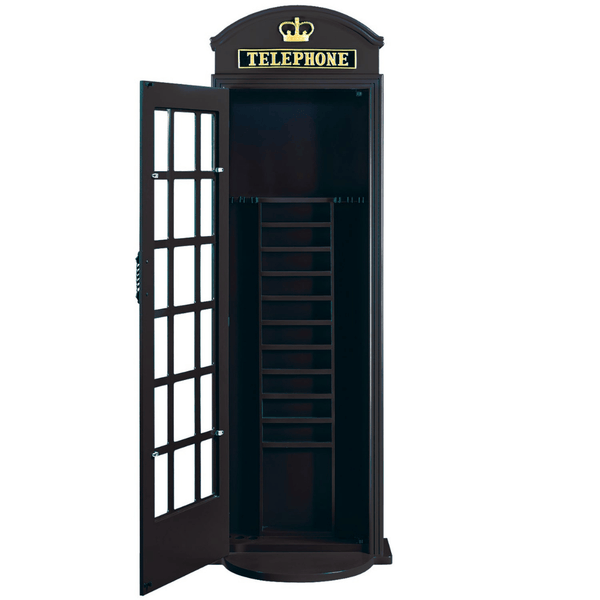 RAM Game Room Old English Telephone Booth Floor Cue Rack in Black-Pool Cue Racks & Holders-RAM Game Room-Game Room Shop