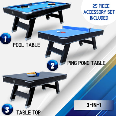 Freetime Fun Sports 7' Pool Table with Top-Billiard Tables-Freetime Fun-Game Room Shop