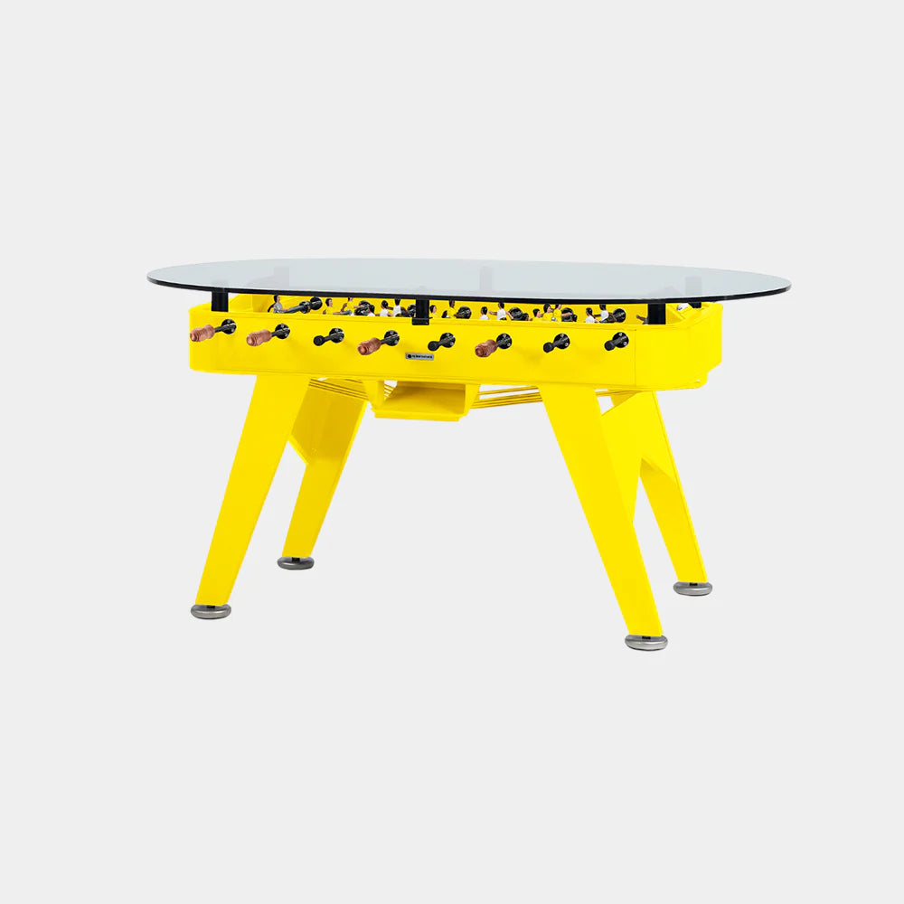 RS Barcelona RS2 Dining Foosball Table-Foosball Table-RS Barcelona-Oval-Iron (Good for Indoor Use)-Sulfur Yellow (MTO)-Game Room Shop