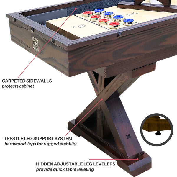 Freetime Fun The Rockford Upstairs/Downstairs Shuffleboard Table-Shuffleboards-Freetime Fun-No Thank You-Rustic Oak-Game Room Shop