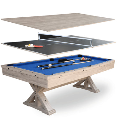Freetime Fun The Rockford 7' Multi-Game Table-Multi-Game Tables-Freetime Fun-Table Only-Rustic Oak with Blue Felt-Game Room Shop