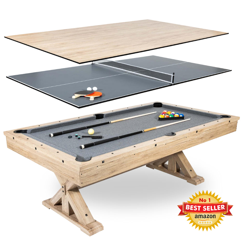 Freetime Fun The Rockford 7' Multi-Game Table-Multi-Game Tables-Freetime Fun-Table Only-Rustic Oak with Grey Felt-Game Room Shop