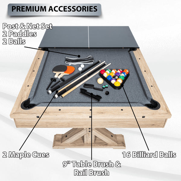 Freetime Fun The Rockford 7' Multi-Game Table-Multi-Game Tables-Freetime Fun-Table Only-Rustic Oak with Blue Felt-Game Room Shop