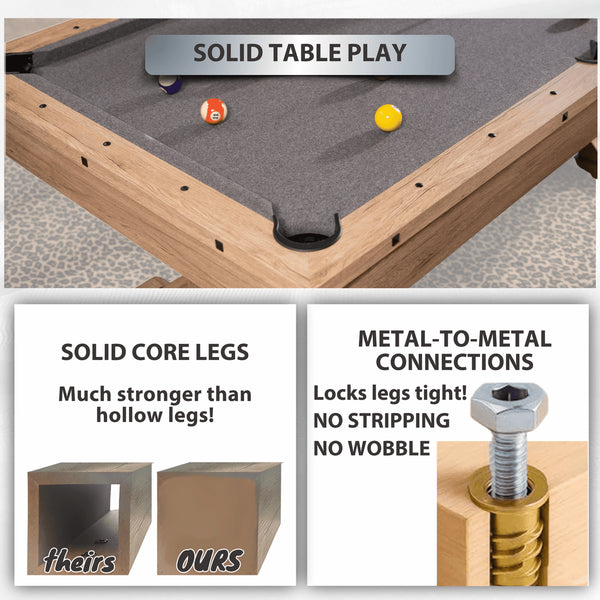 Freetime Fun The Rockford 7' Multi-Game Table-Multi-Game Tables-Freetime Fun-Table Only-Rustic Oak with Blue Felt-Game Room Shop