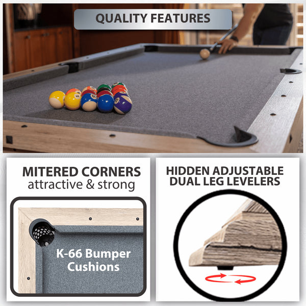 Freetime Fun The Rockford 7' Multi-Game Table-Multi-Game Tables-Freetime Fun-Table Only-Rustic Oak with Blue Felt-Game Room Shop