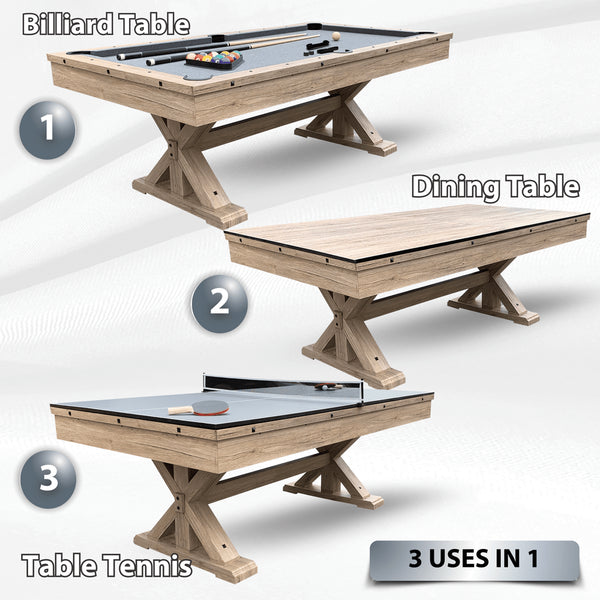 Freetime Fun The Rockford 7' Multi-Game Table-Multi-Game Tables-Freetime Fun-Table Only-Rustic Oak with Blue Felt-Game Room Shop