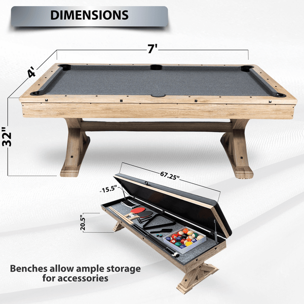 Freetime Fun The Rockford 7' Multi-Game Table-Multi-Game Tables-Freetime Fun-Table Only-Rustic Oak with Blue Felt-Game Room Shop