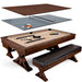 Freetime Fun The Rockford 7' Multi-Game Table-Multi-Game Tables-Freetime Fun-Table + Benches (with Storage Seating)-Espresso with Tan Felt-Game Room Shop