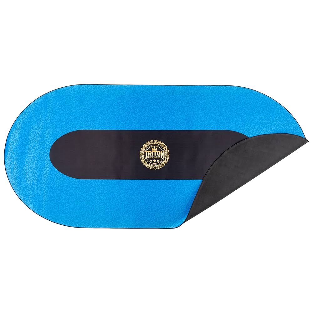 Triton Portable Poker Mat with Carry Case-Poker Table Mat-Triton Poker Tables-Premium (10 Player Poker Table Mat)-Blue-Game Room Shop