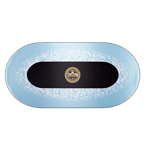 Triton Portable Poker Mat with Carry Case-Poker Table Mat-Triton Poker Tables-Premium (10 Player Poker Table Mat)-Silver Blue-Game Room Shop