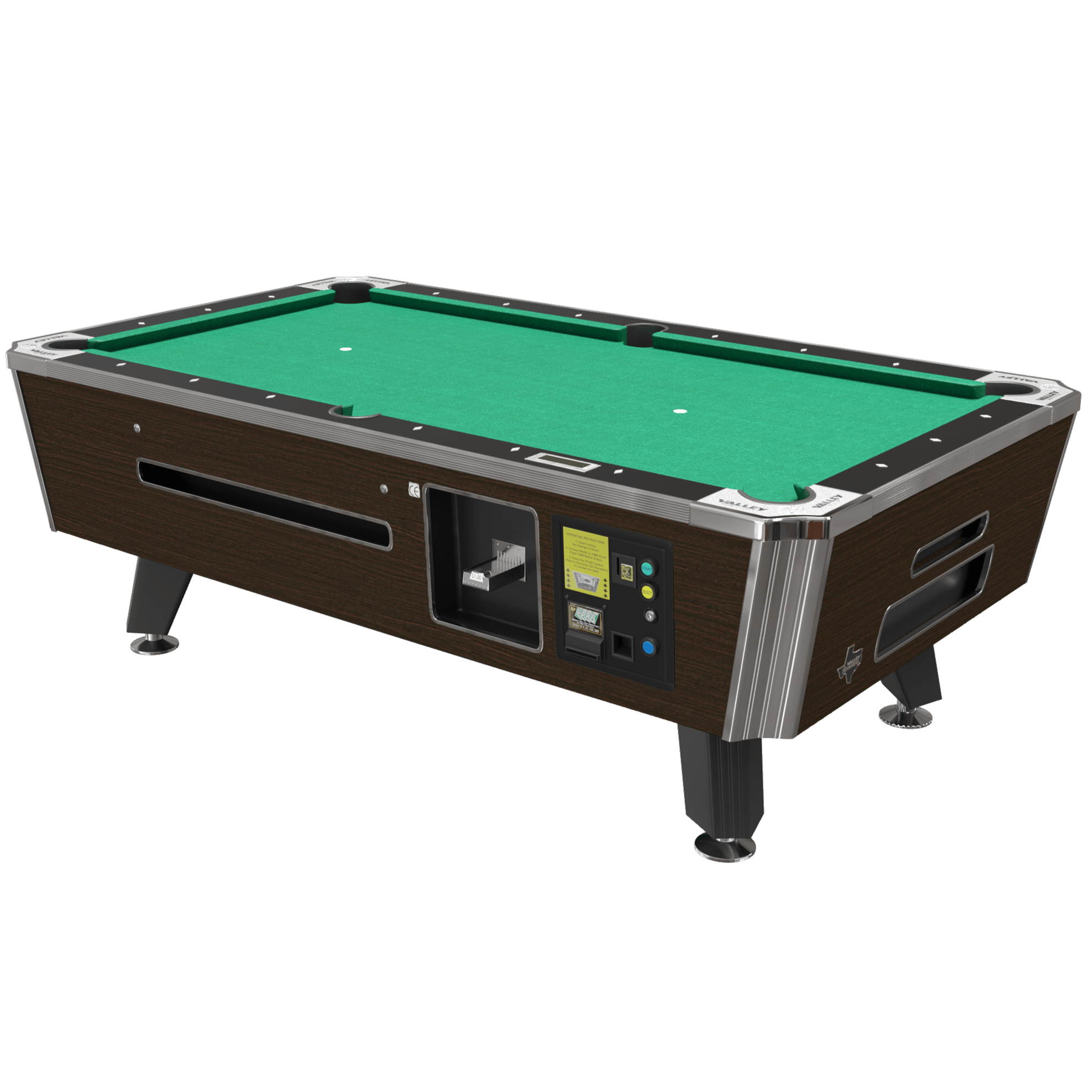 Valley Panther ZD-12X Coin-Operated Pool Table-Billiard Tables-Valley-Dynamo-88 Inches-Dakar Ebony-Game Room Shop