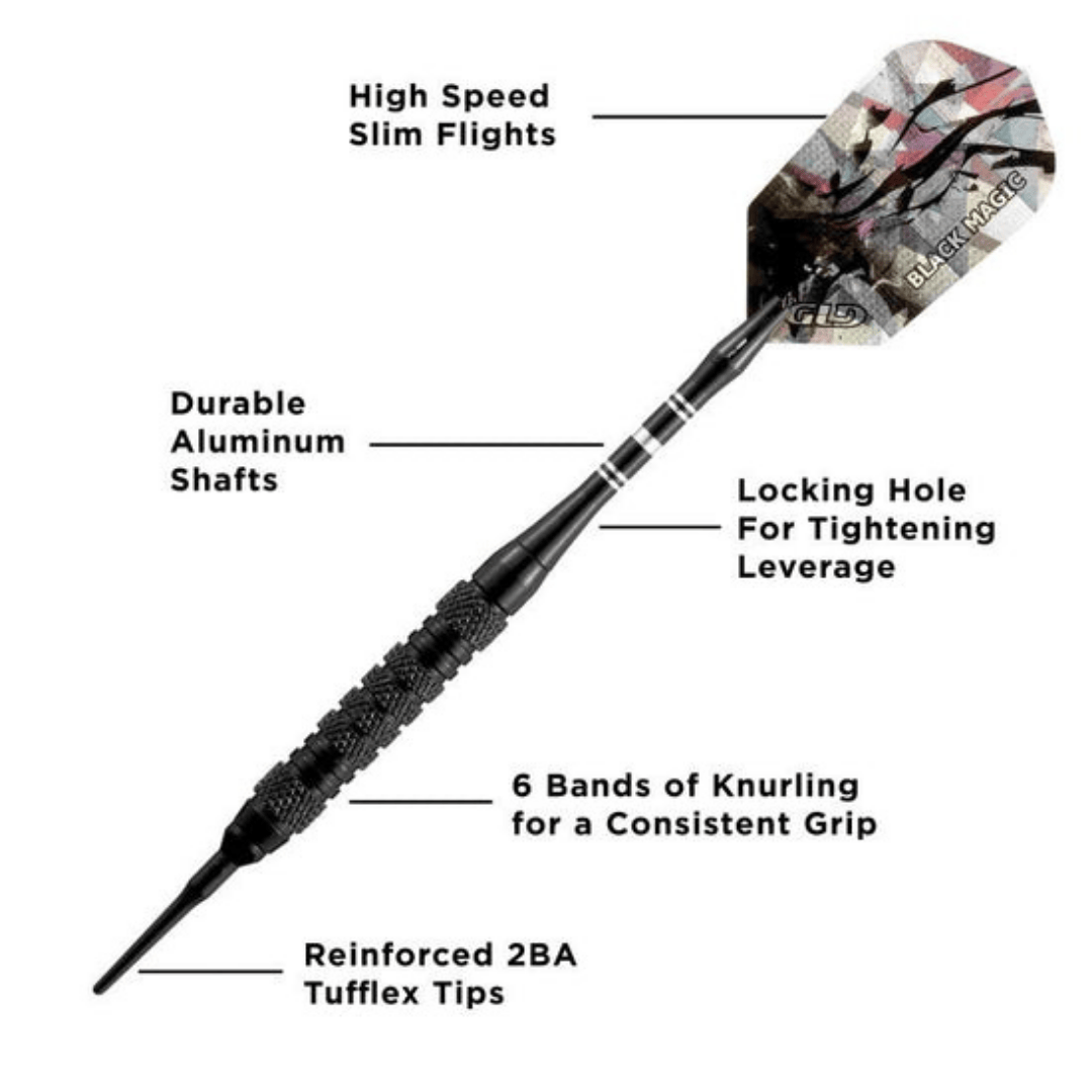 Viper Black Magic Soft Tip Darts 18 Grams-Darts-GLD Products-10 Knurled Rings-Game Room Shop
