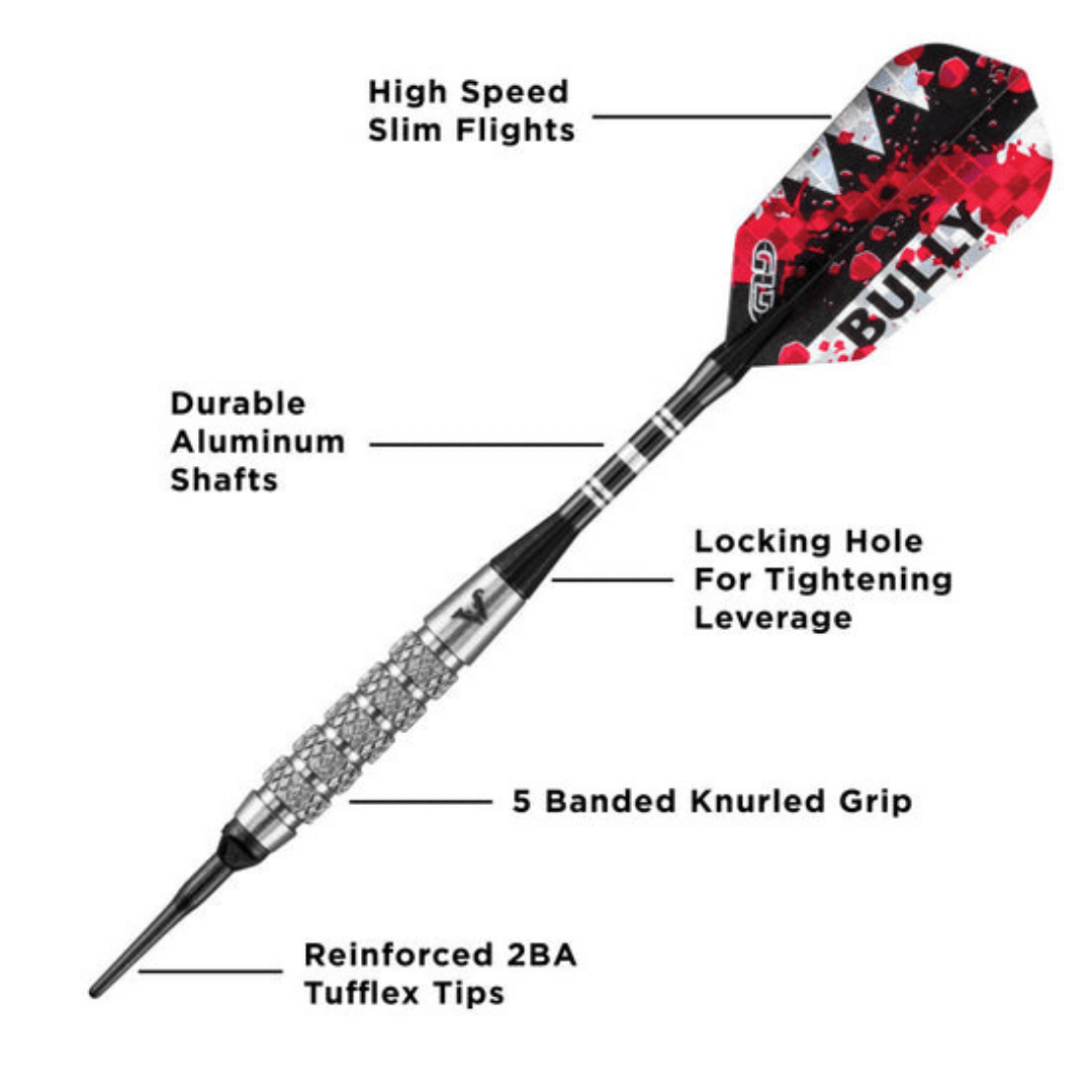 Viper Bully 80% Tungsten Soft Tip Dart Set 5 Knurled Rings 18 Grams-Darts-GLD Products-Game Room Shop