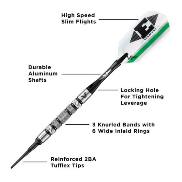 Viper Element 90% Tungsten Soft Tip Darts-Darts-GLD Products-Knurled-Game Room Shop